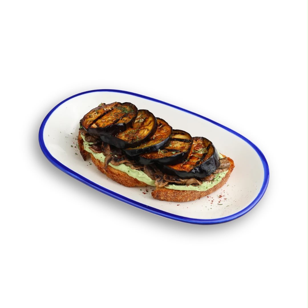 تست بادمجان و دیپ نعنا و پنیر / Eggplant Toast